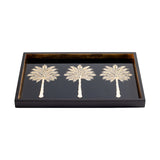 'Grand Palms' Black Lacquer Tray