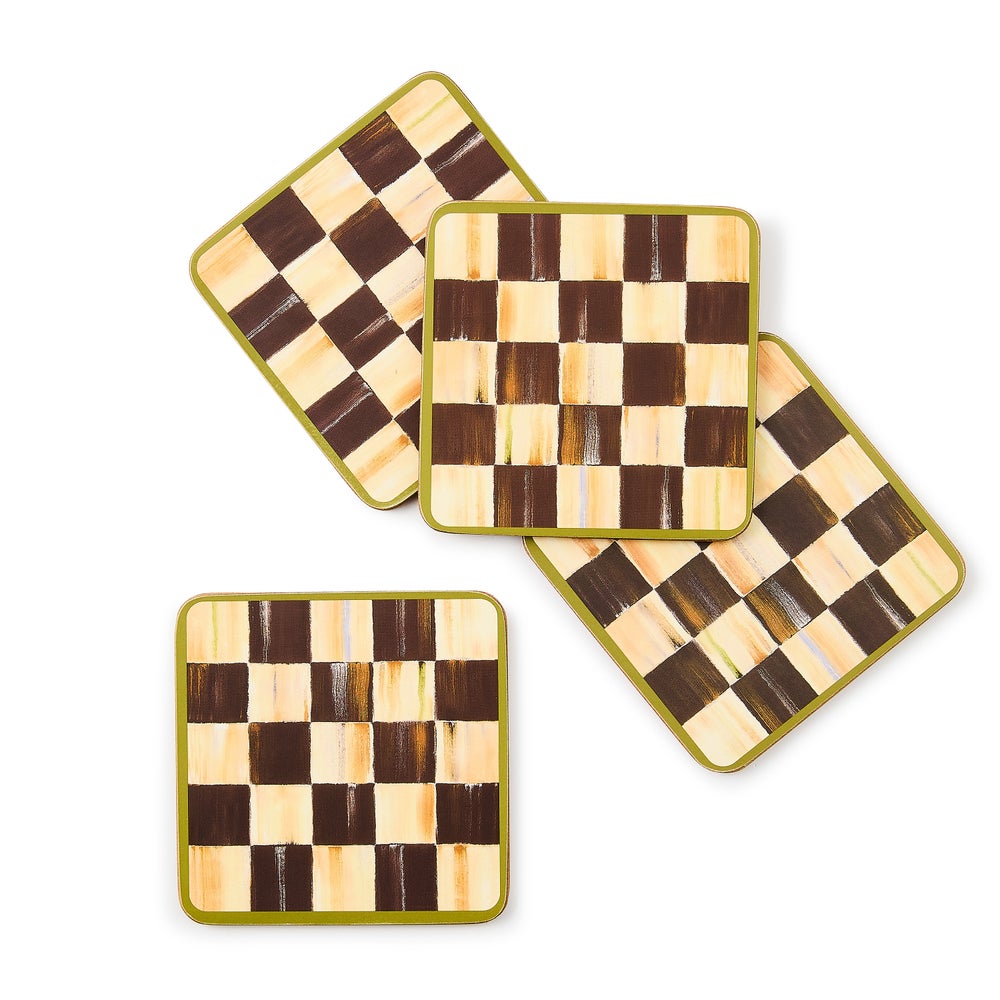 MacKenzie-Childs Courtly Check Set of 4 Cork Back Coasters