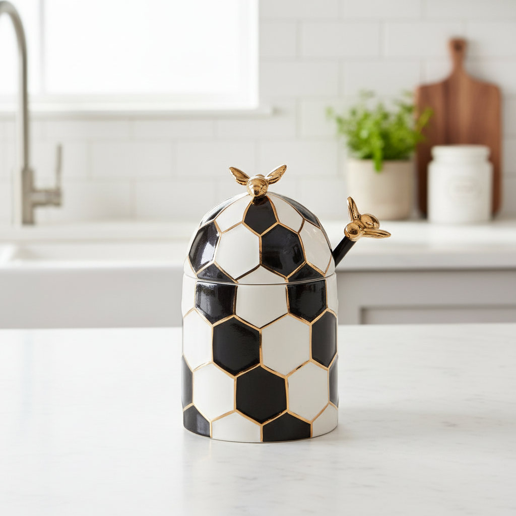 MacKenzie-Childs Ceramic Bee Honey Pot