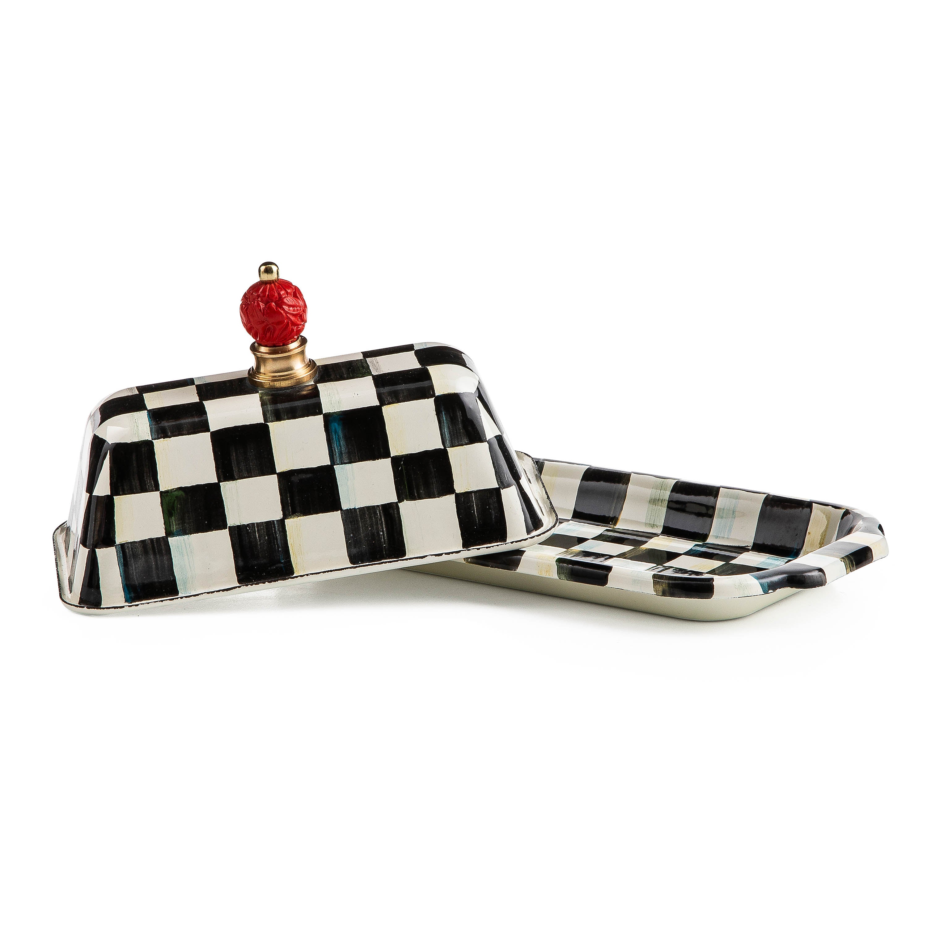 MacKenzie-Childs Check Design Butter Dish