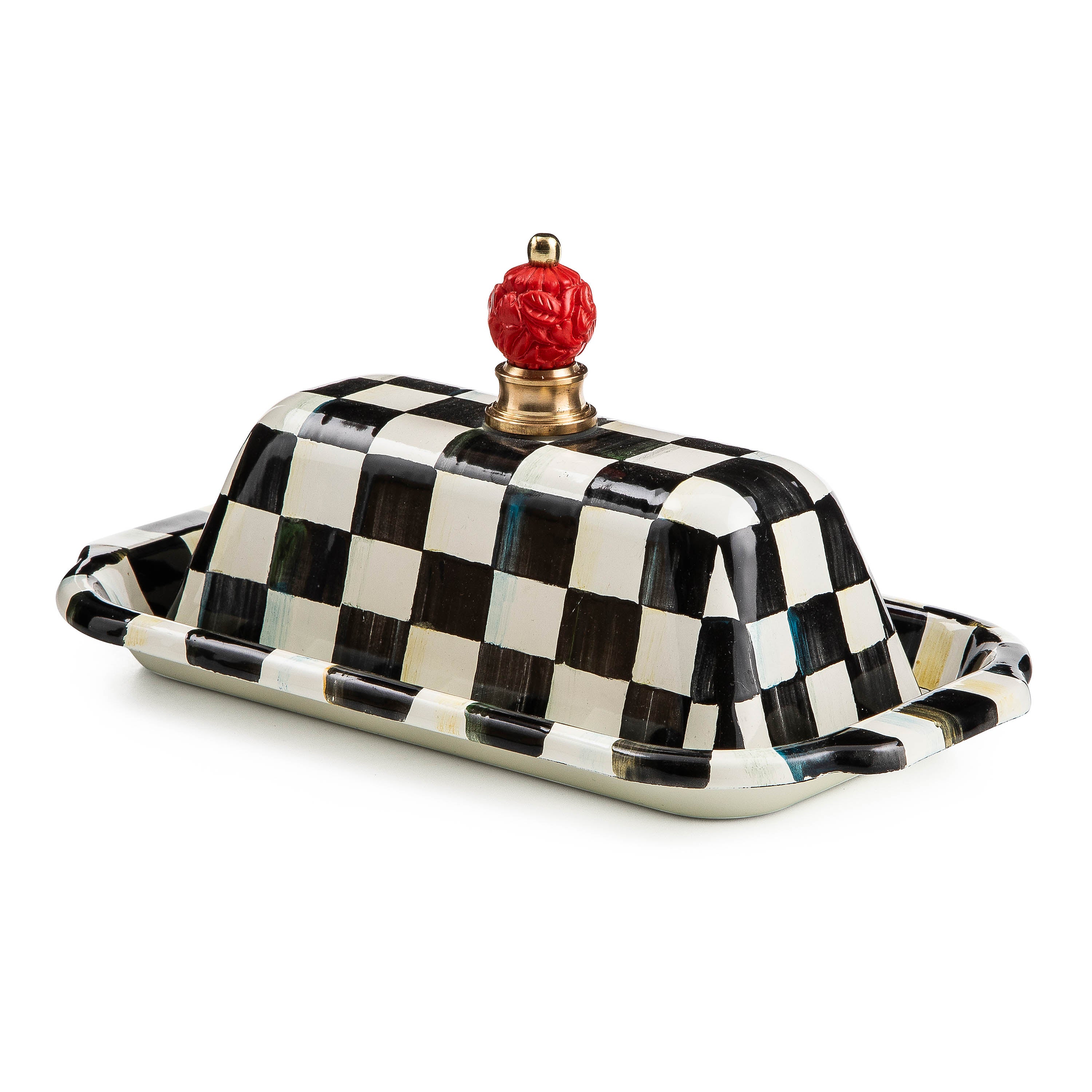MacKenzie-Childs Check Design Butter Dish