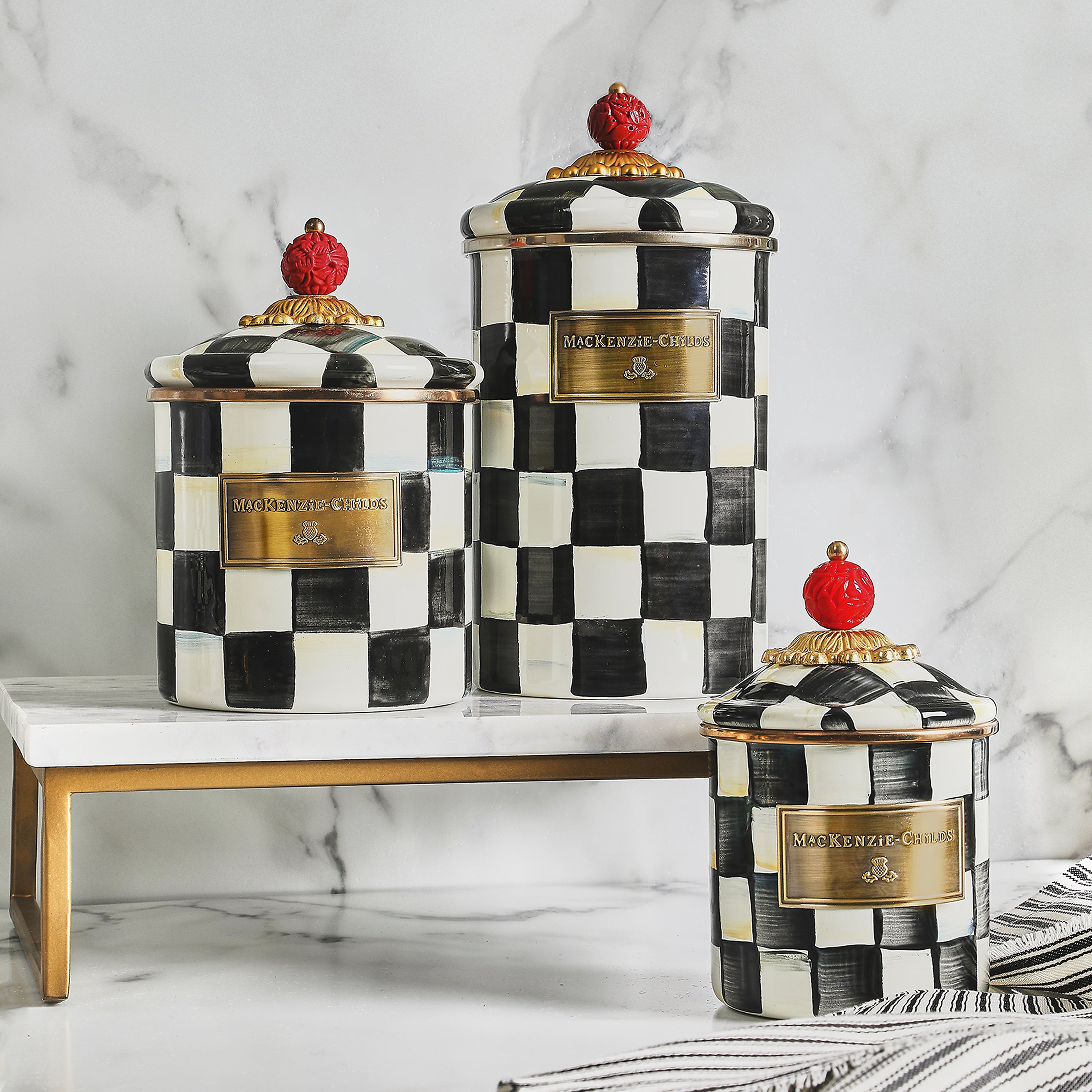 MacKenzie-Childs Courtly Check Storage Canisters