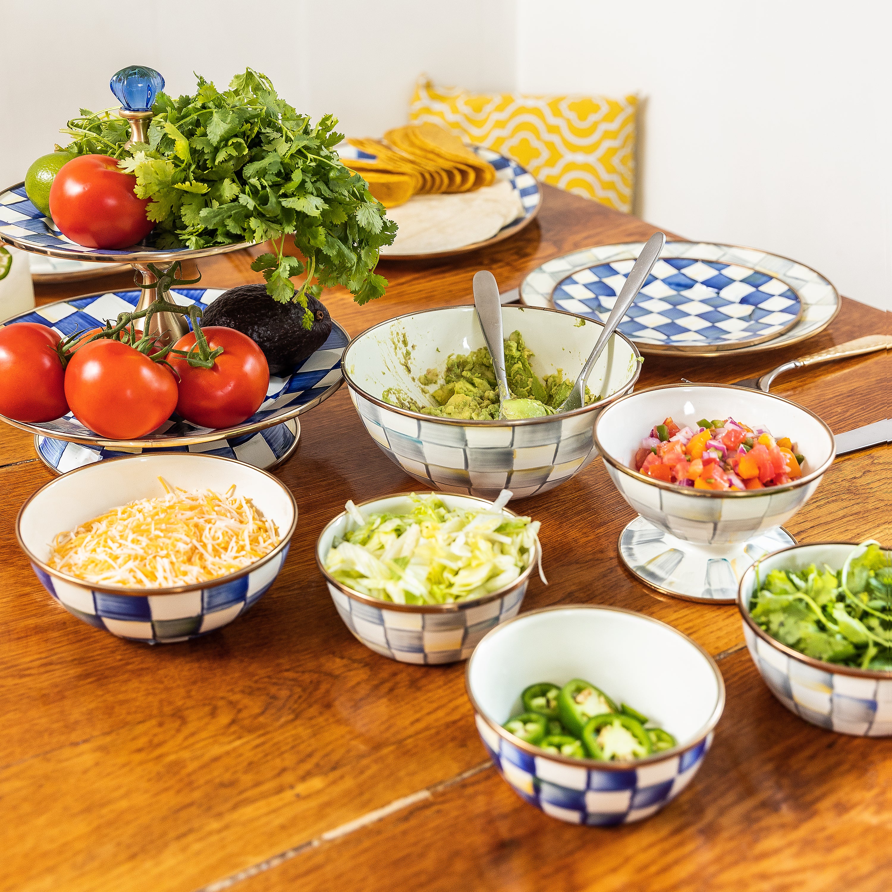 MacKenzie-Childs Sterling Check Enamelware Bowls