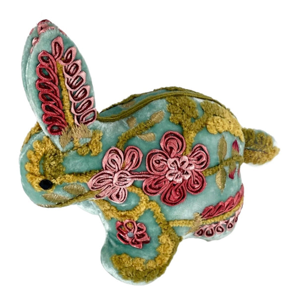 'Hope Rabbit' Hand Embroidered Silk Velvet Animal Decoration