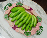 Plateau en raphia rose