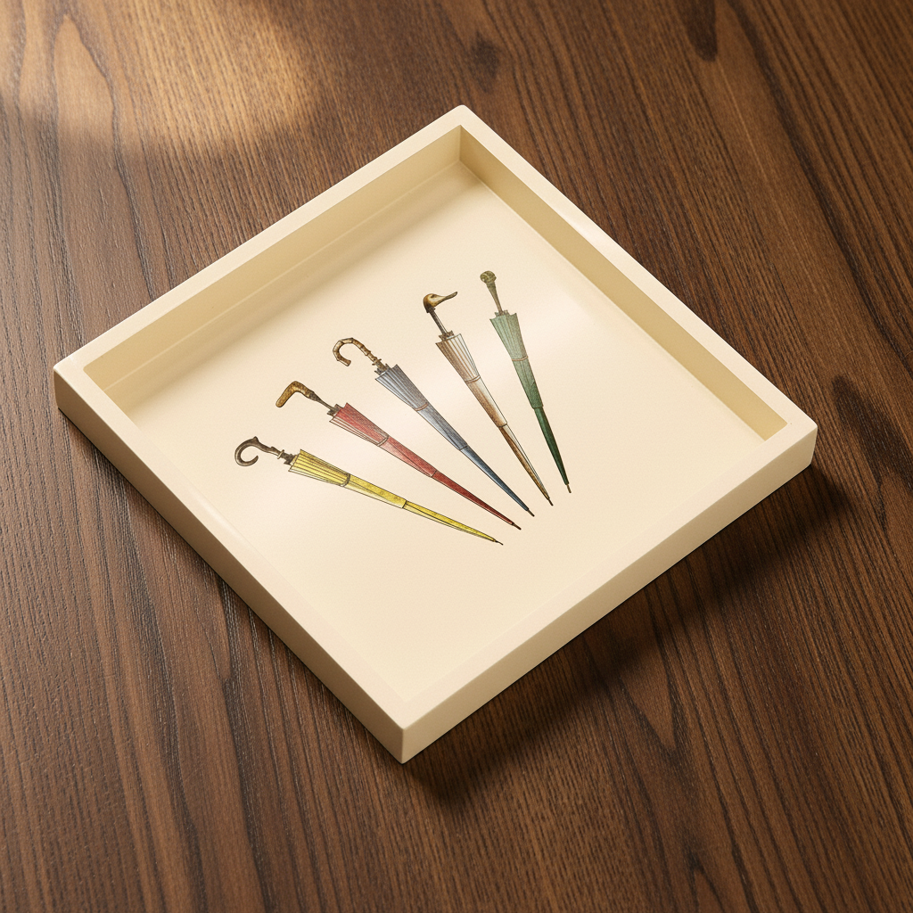 Umbrella Design Lacquer Tray