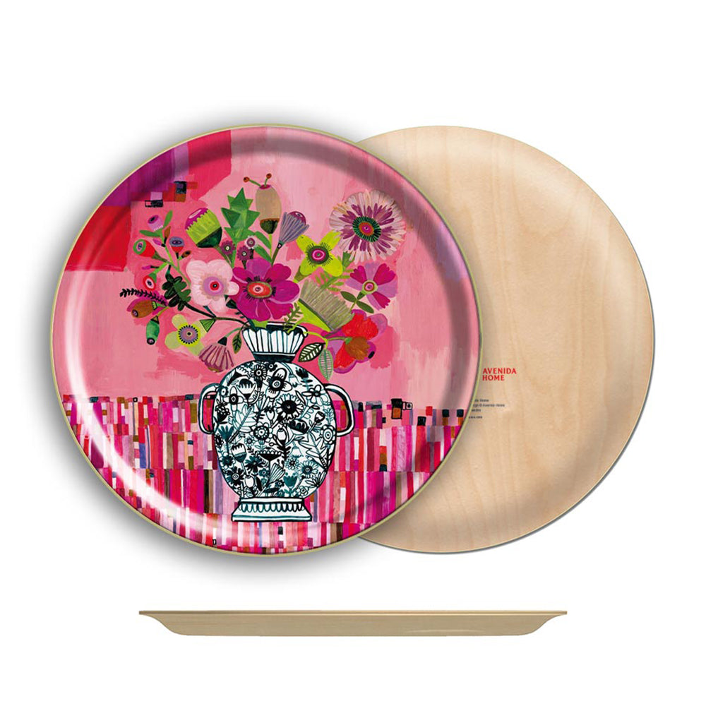 Crimson Blush Round Tray