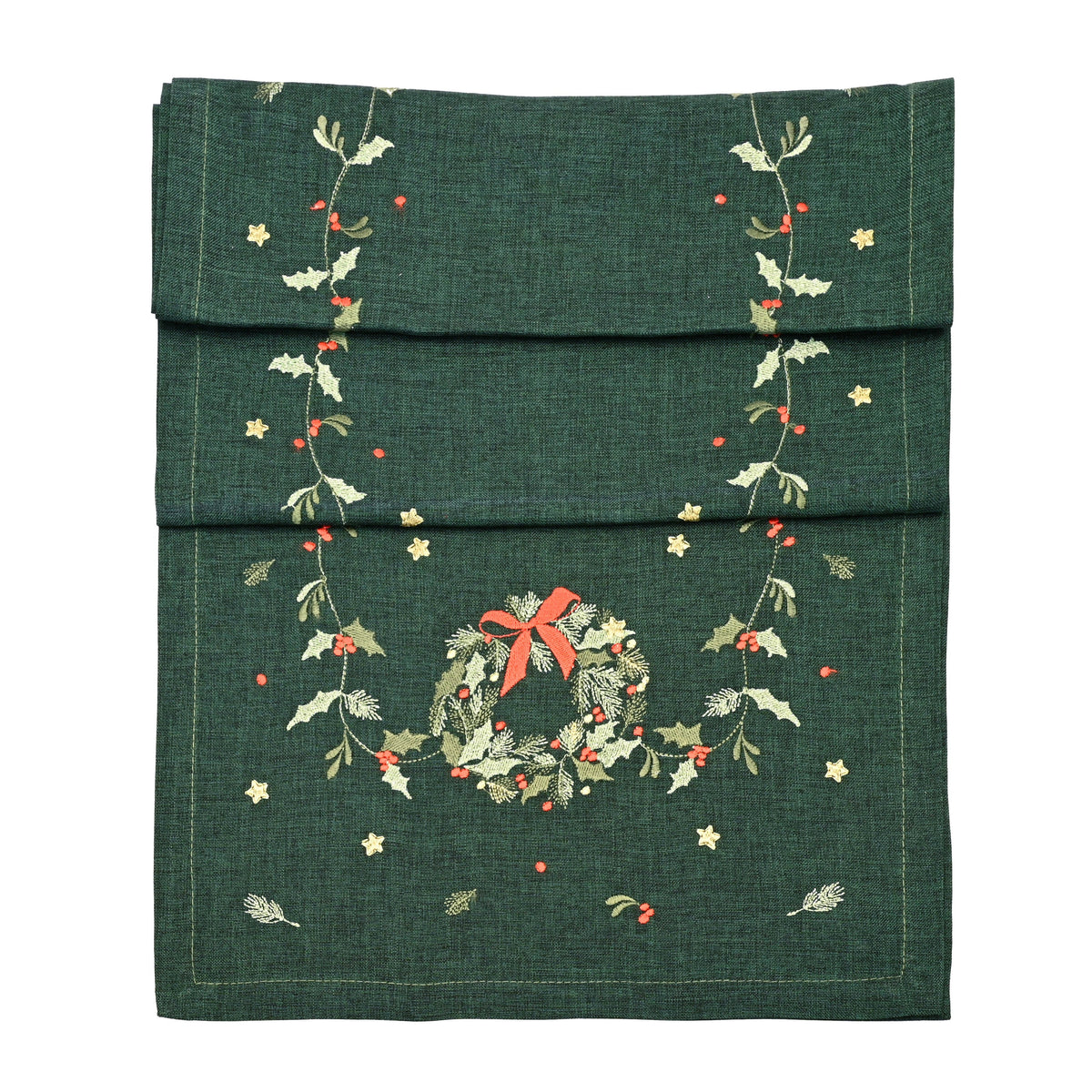 Embroidered Wreath Trail Table Runner