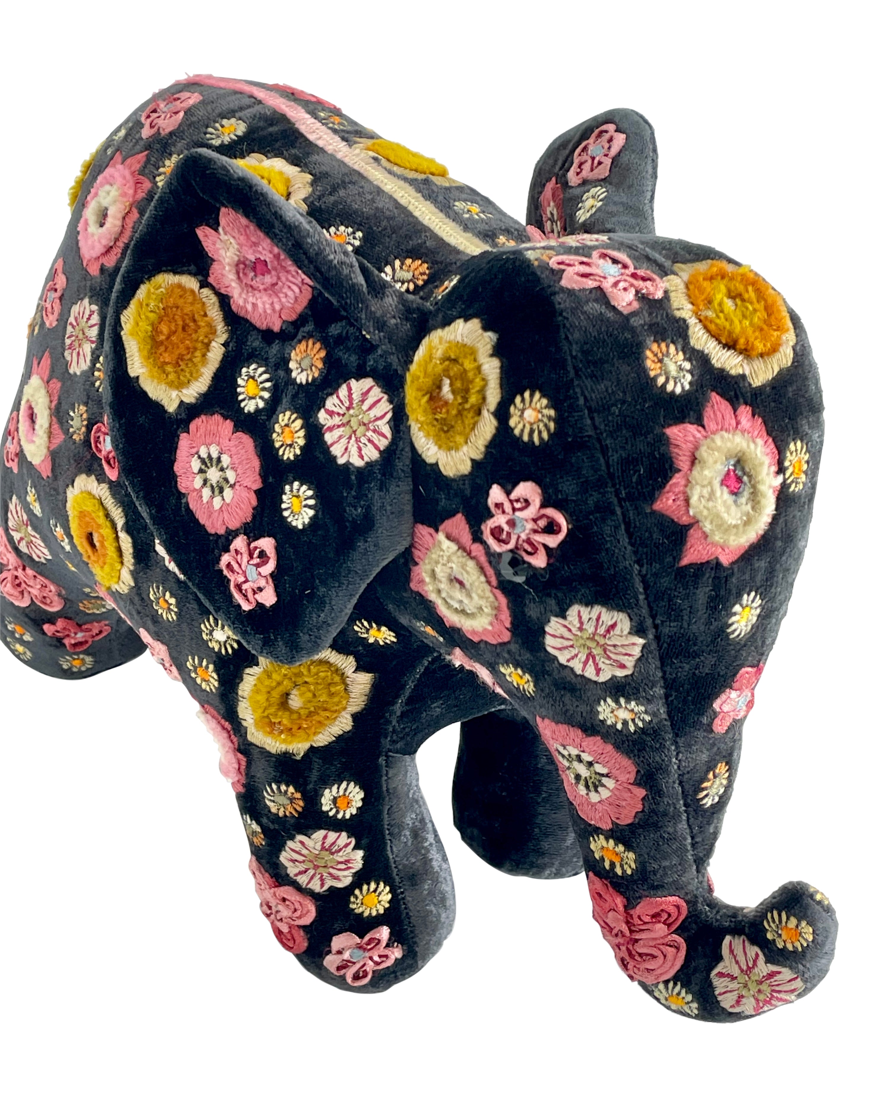 Beauty Elephant Hand Embroidered Silk & Velvet Animal