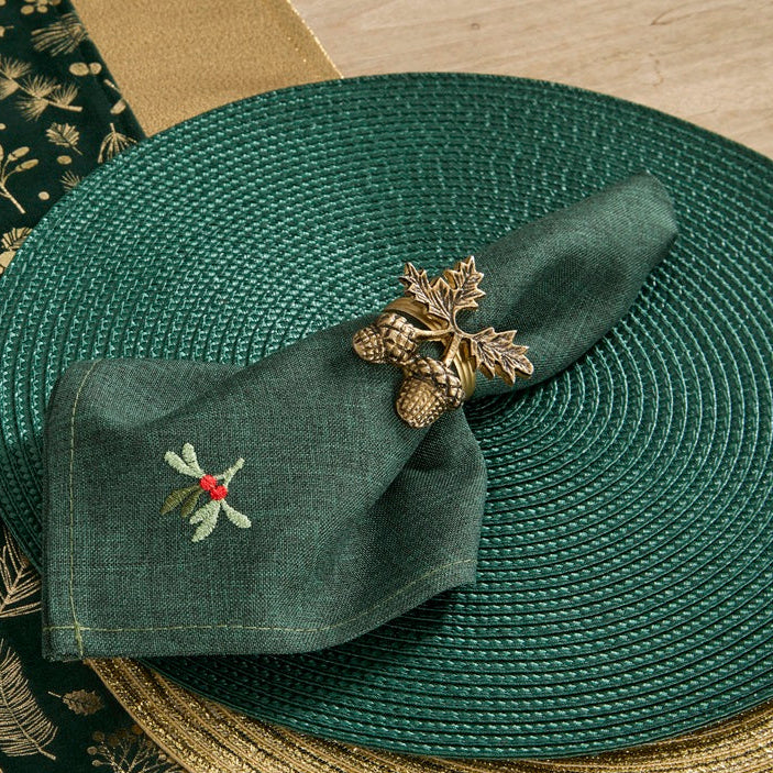 Embroidered Holly Berry Napkins