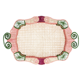 Plateau en raphia rose