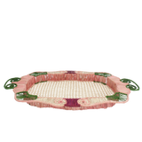 Plateau en raphia rose