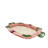 Plateau en raphia rose