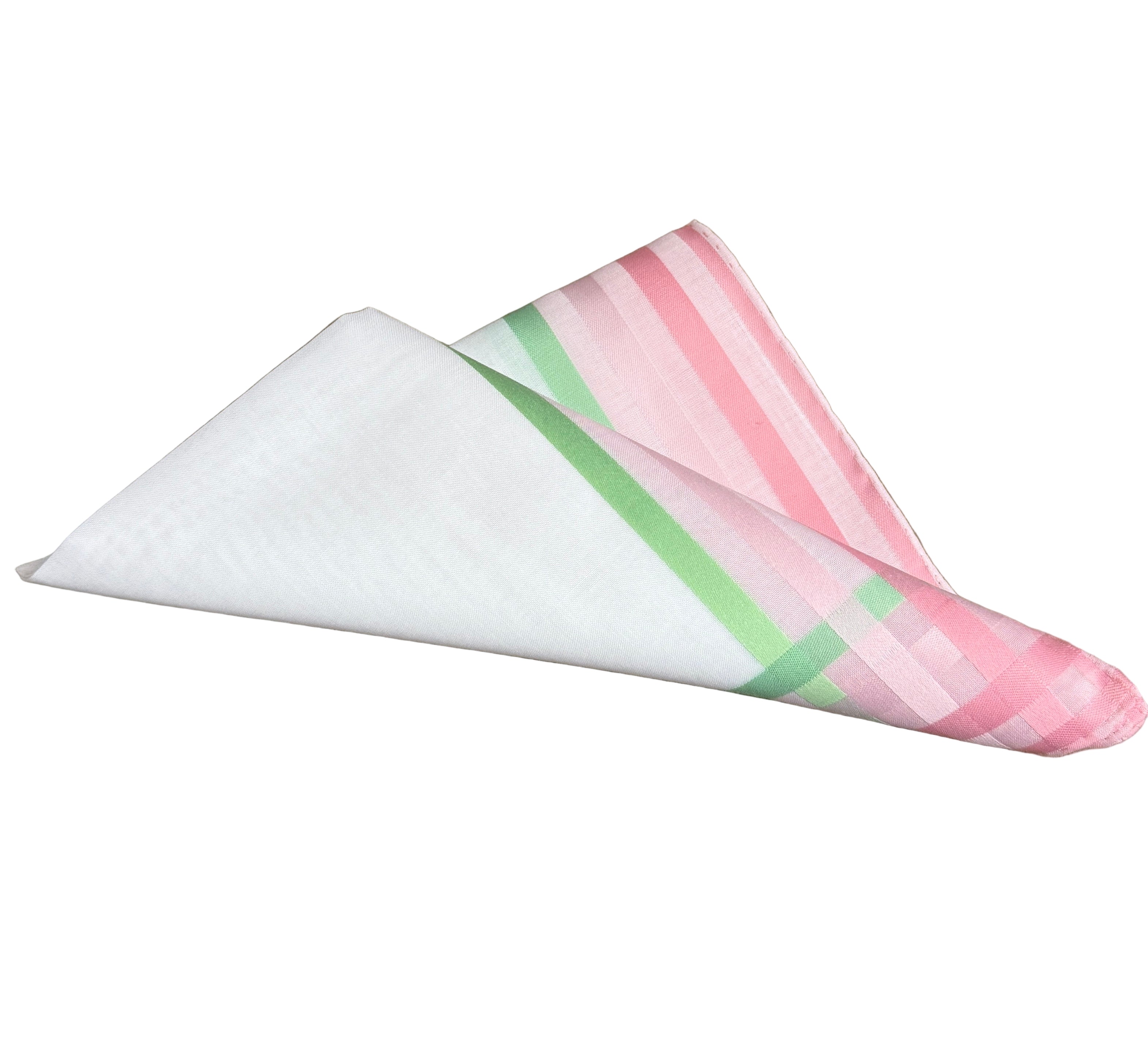 Lehner Ladies Swiss Cotton Handkerchiefs - Multi Stripe Border