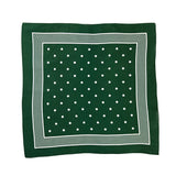 'Green with White Spot & Striped Border' Cotton Men's Handkerchief