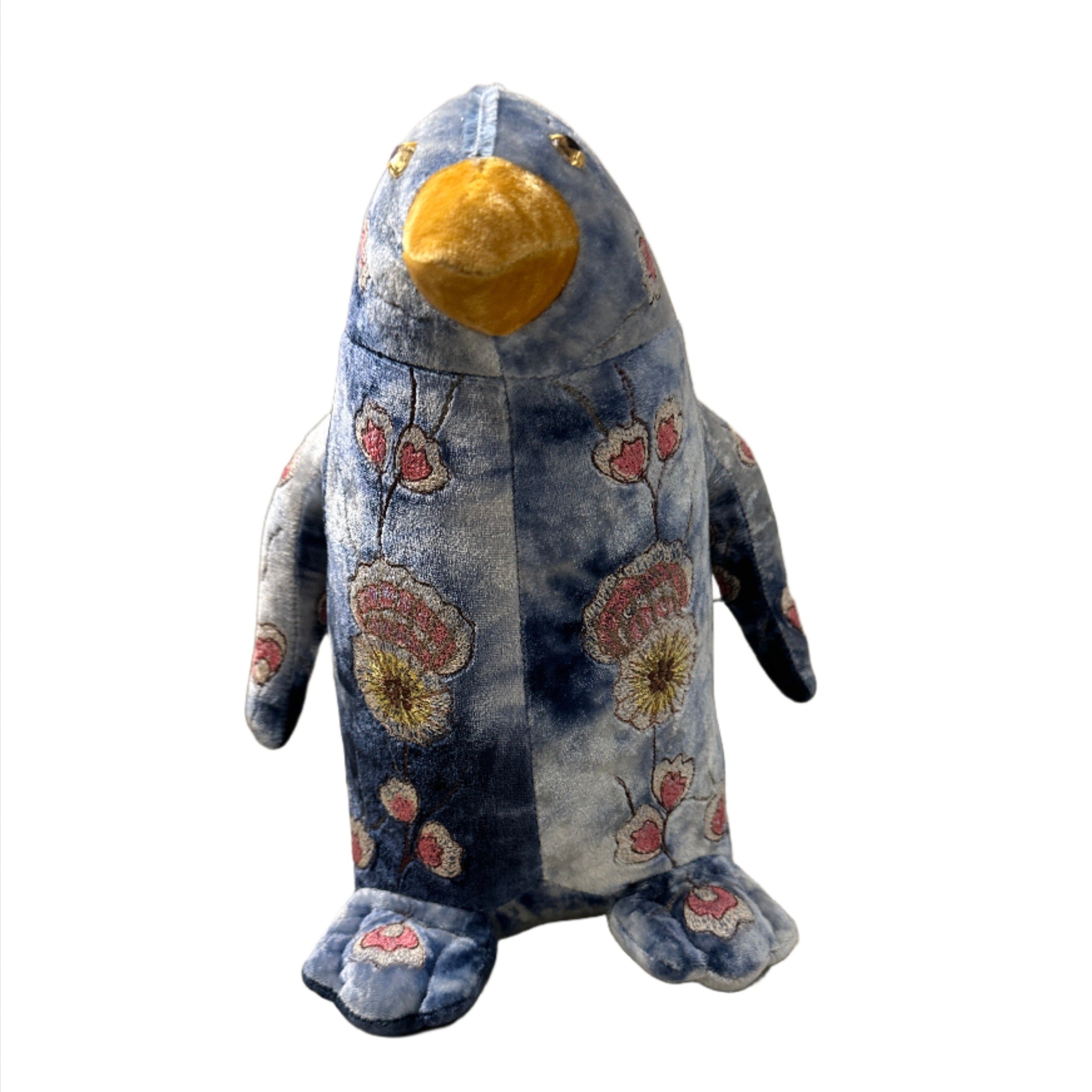 Mimosa Penguin Hand Embroidered Silk Velvet Animal