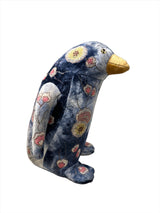'Mimosa Penguin' Hand Embroidered Silk Velvet Animal Decoration