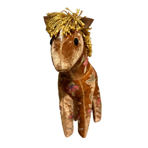 'Megan Horse' Hand Embroidered Silk Velvet Animal Decoration