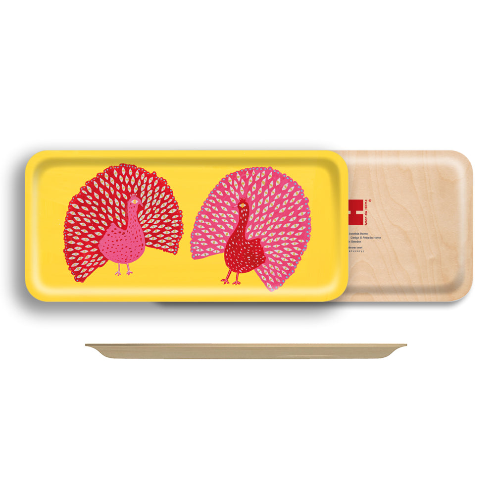 Peacocks Narrow Birchwood Tray
