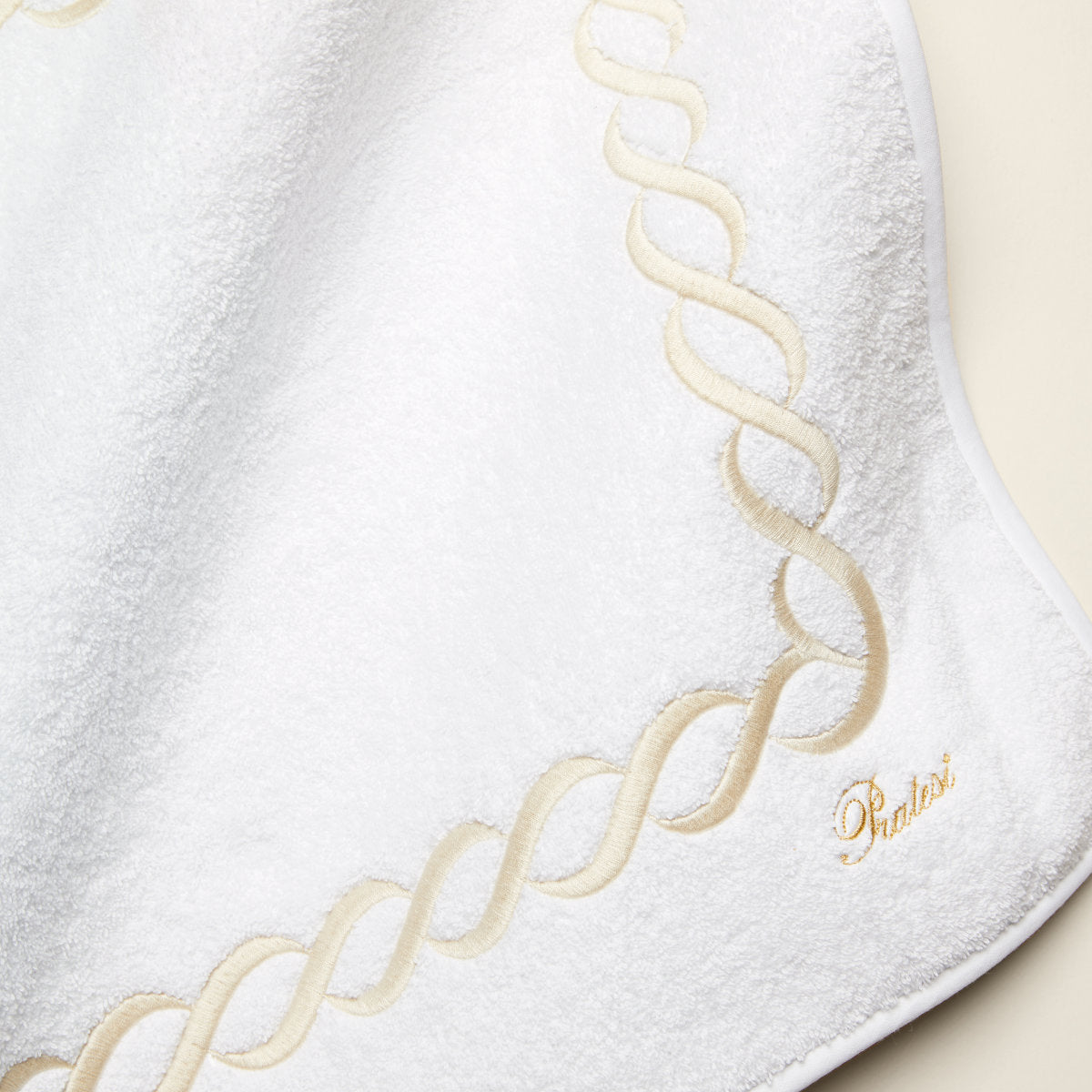 Set De Serviettes De Bain Pratesi 3 Pièces - Blanc, 100% Coton, Brodé, Luxe Italien Neuf