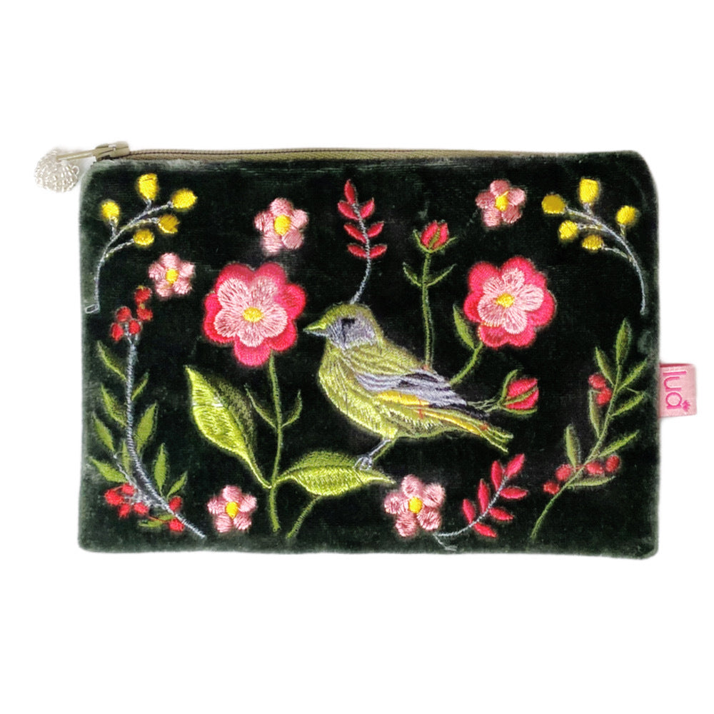Greenfinch & Flower Velvet Purses