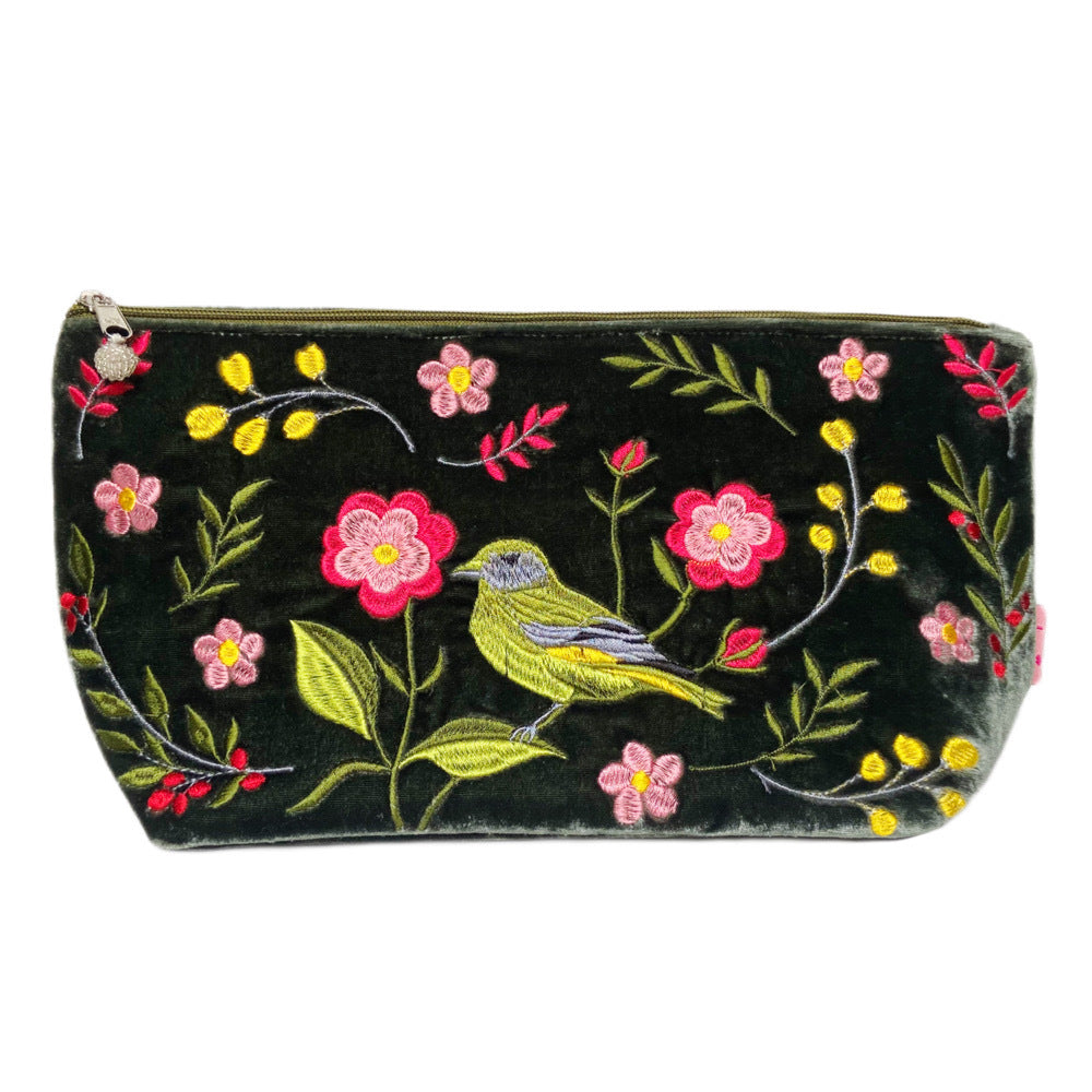 Greenfinch & Flower Velvet Purses