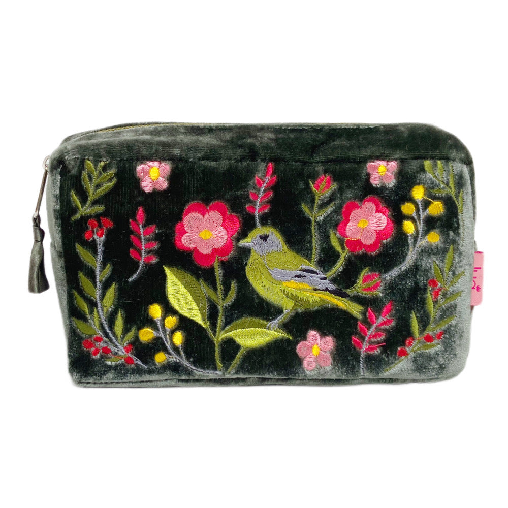 Greenfinch & Flower Velvet Purses
