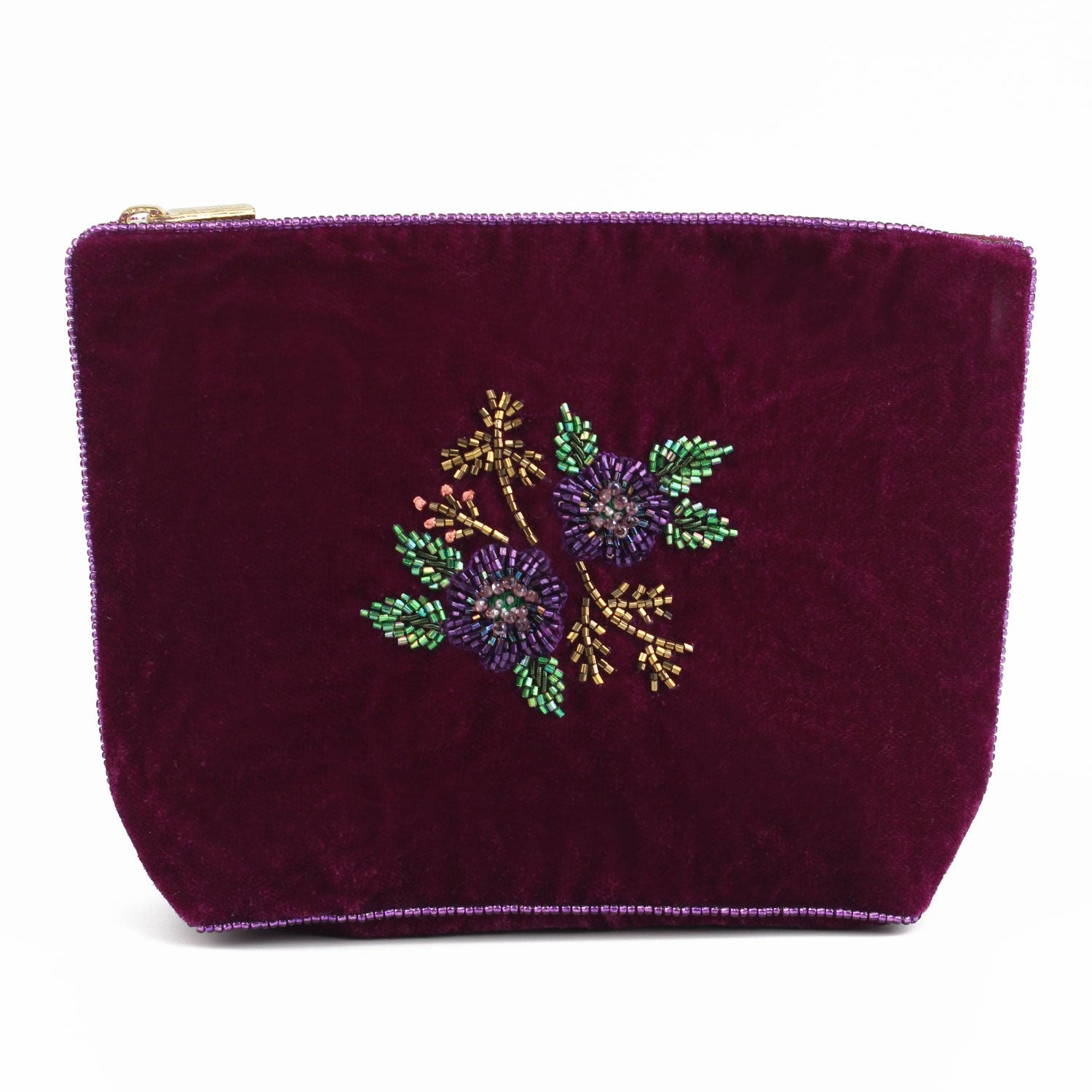 Purple Flower Velvet Pouches