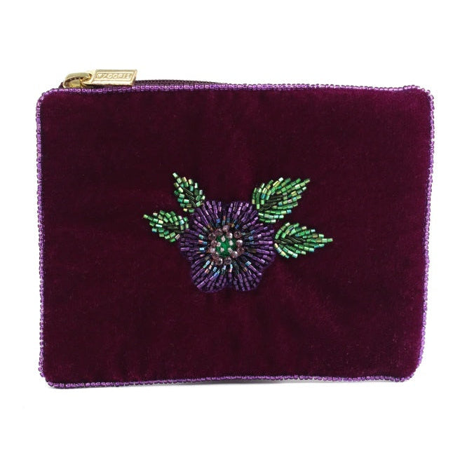 Purple Flower Velvet Pouches