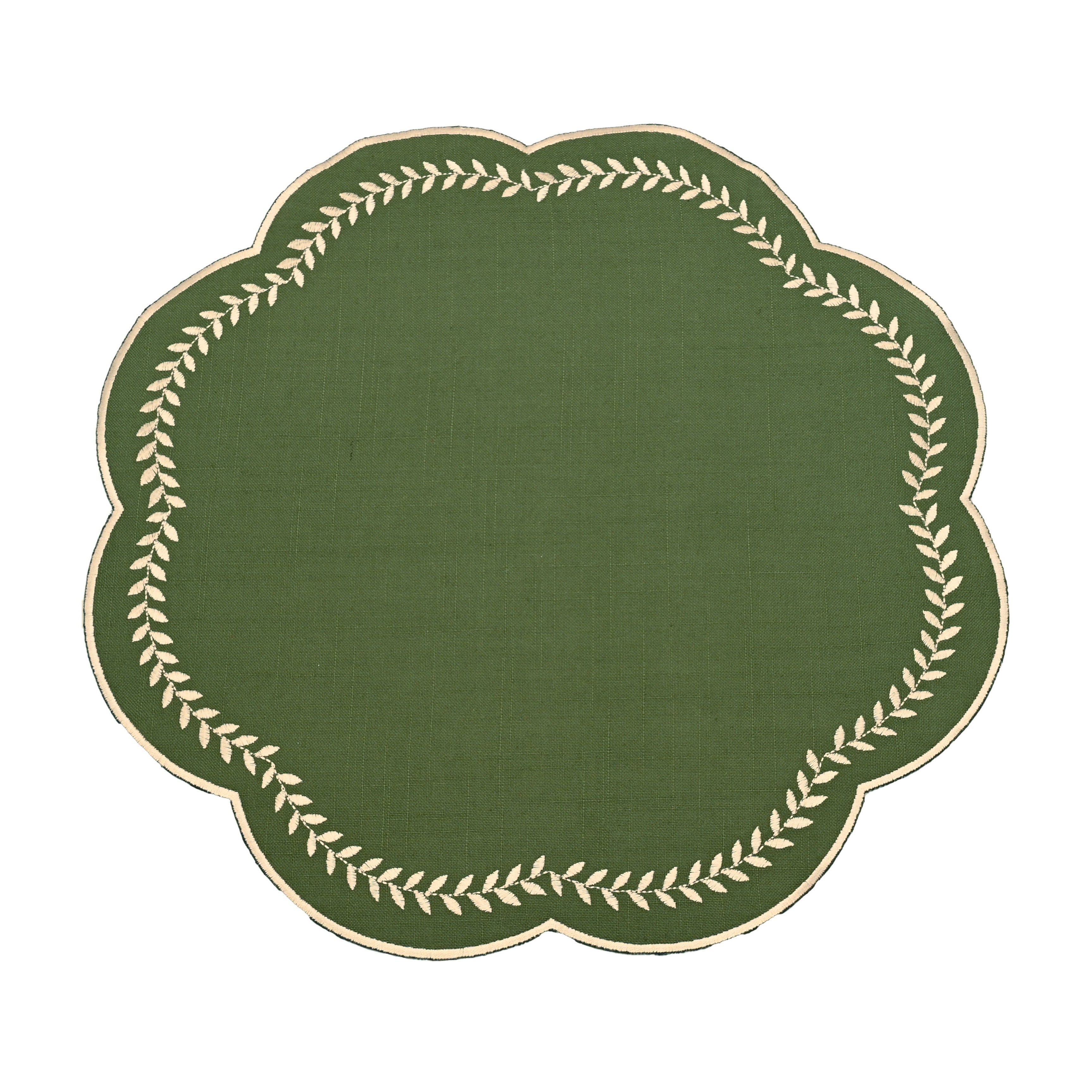 Scalloped Embroidered Leaf Placemats
