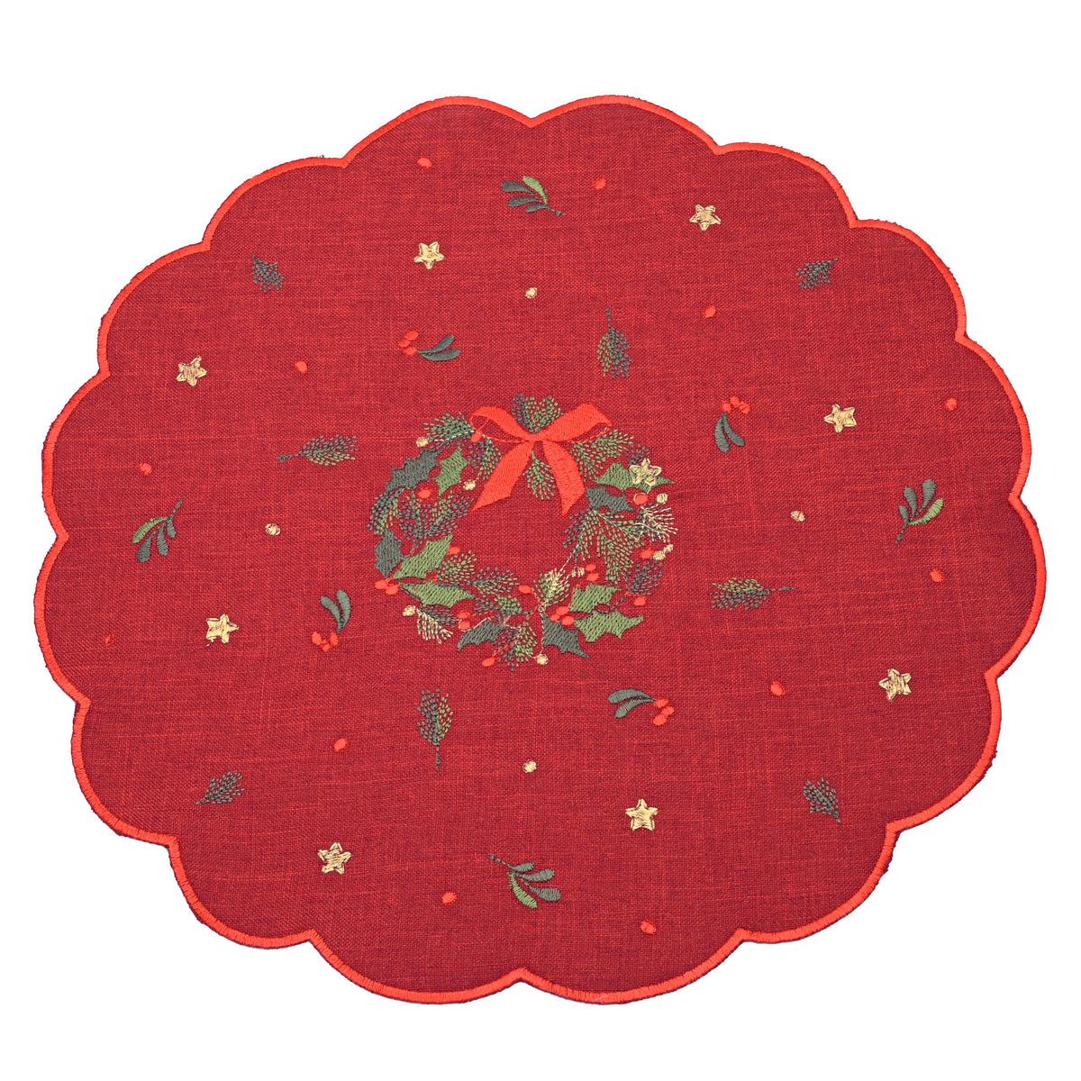 Scalloped Embroidered Wreath Placemats