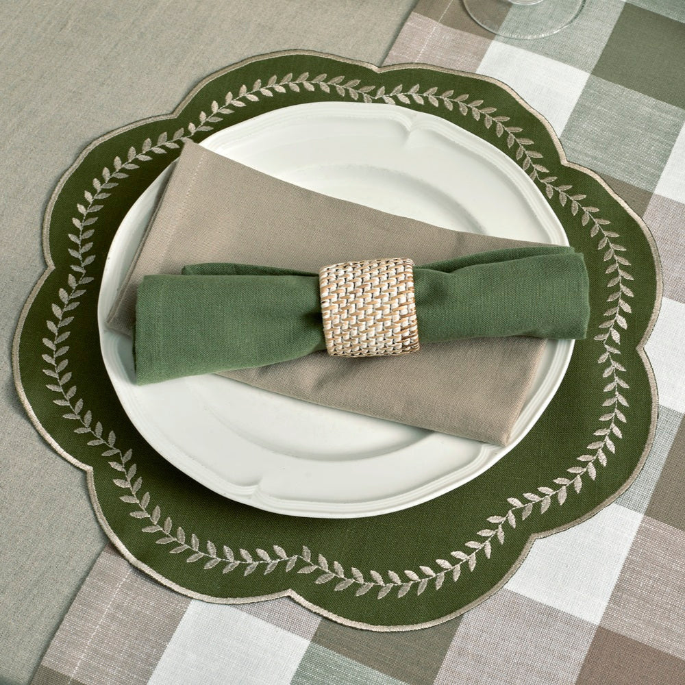 Scalloped Embroidered Leaf Placemats