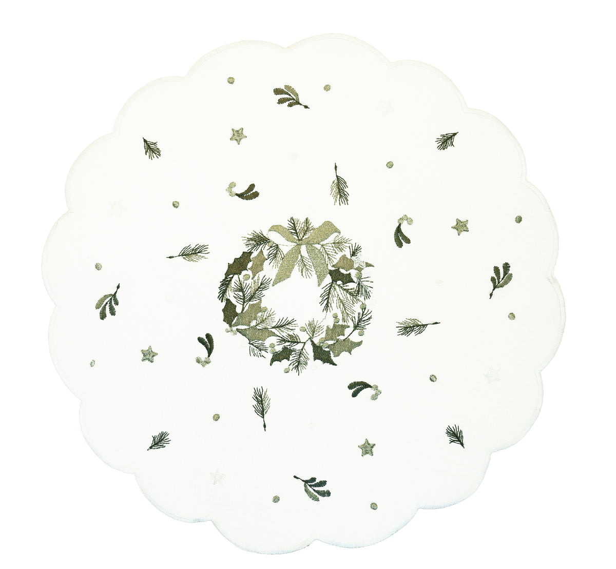 Scalloped Embroidered Wreath Placemats