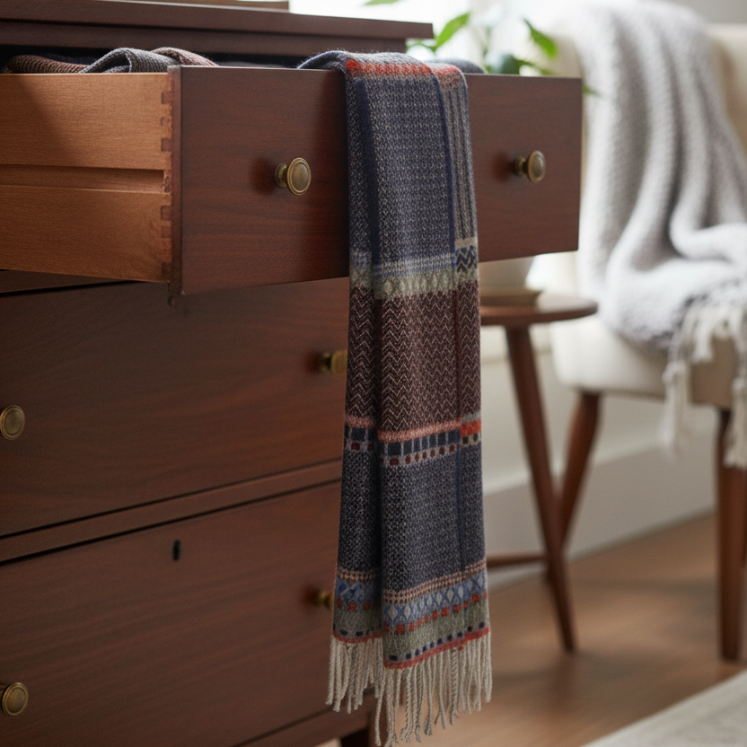 Cassia Blue 100% Merino Lambswool Scarf