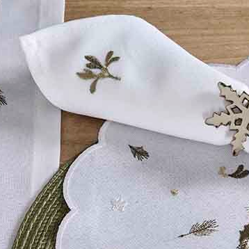 Embroidered Holly Berry Napkins