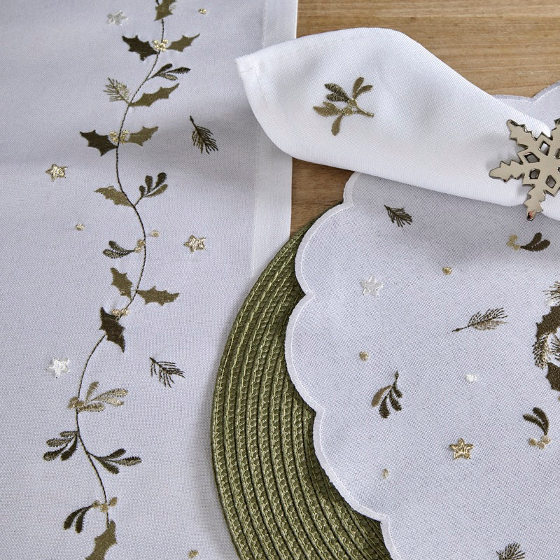 Embroidered Holly Berry Napkins