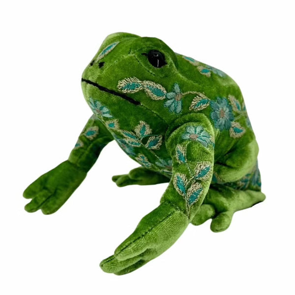 'Megan Frog' Hand Embroidered Silk Velvet Animal Decoration