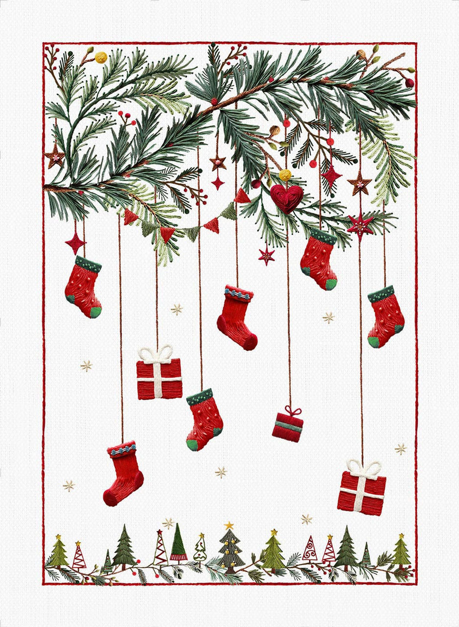 Rudy Christmas Design Linen Tea Towels