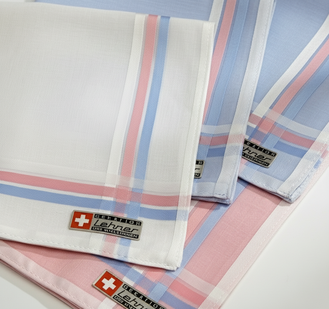 Lehner Ladies Swiss Cotton Handkerchiefs - Triple Border