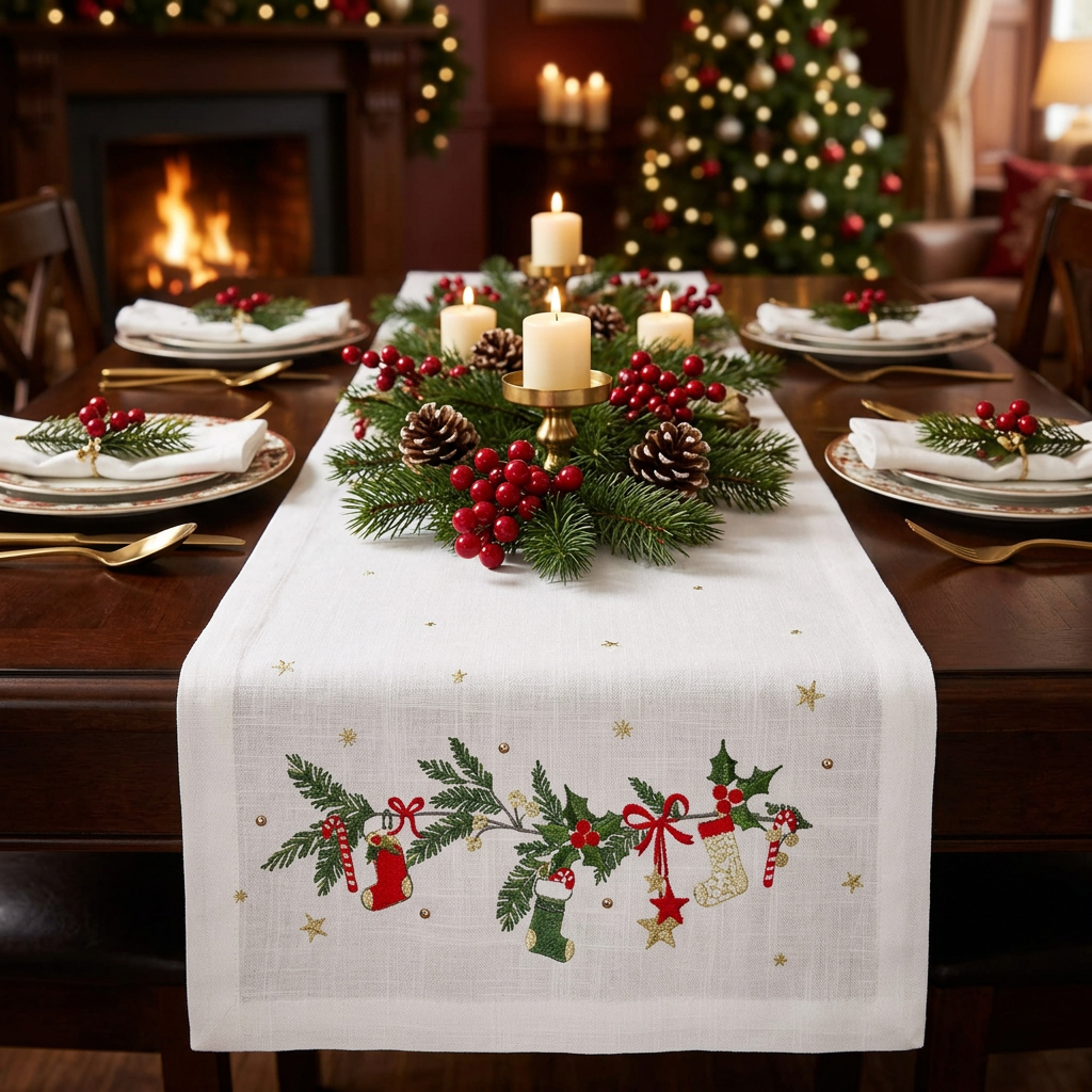 Kissing Bough Festive Table Linens