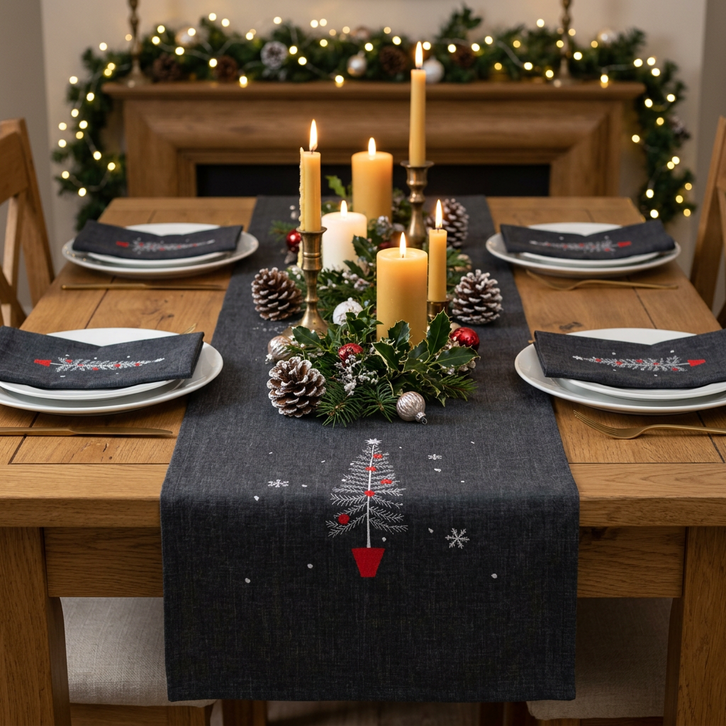 Silver Tree Pewter Festive Table Linens