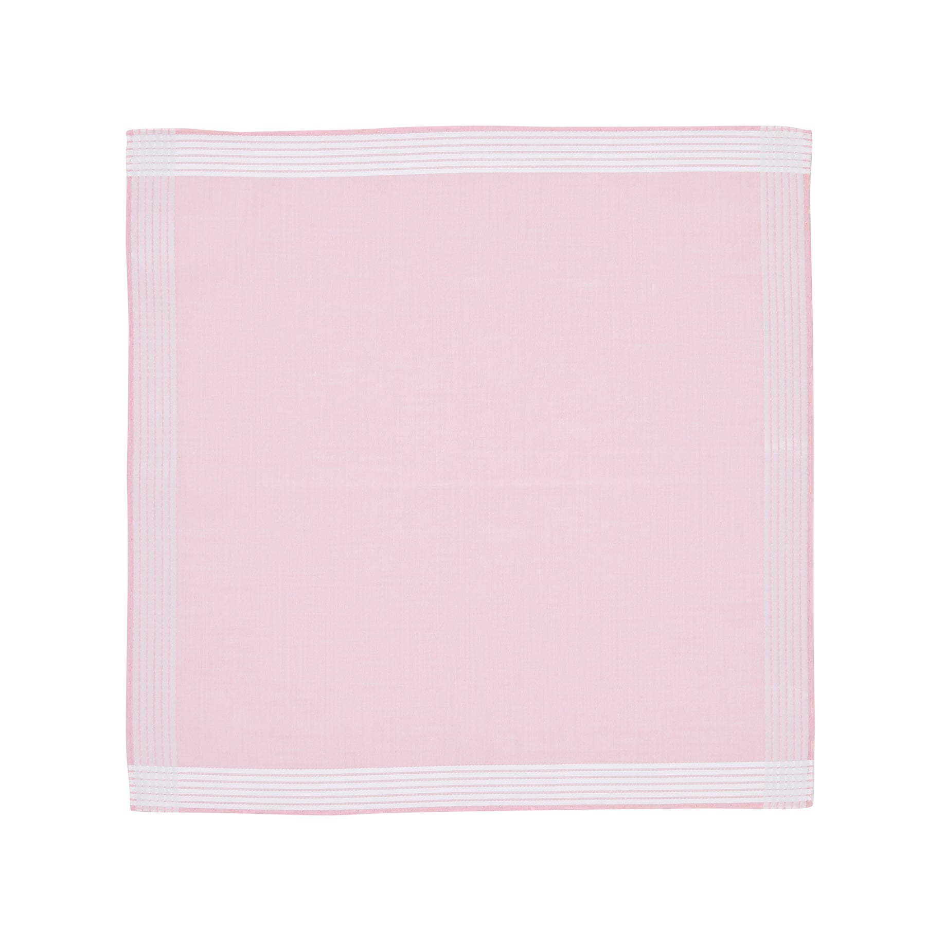 Lehner Ladies Pink Hand-Rolled Swiss Cotton Handkerchiefs - Six Stripe