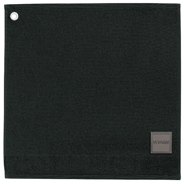 Curl Square Kitchen Hand Towel Black with hanging loop