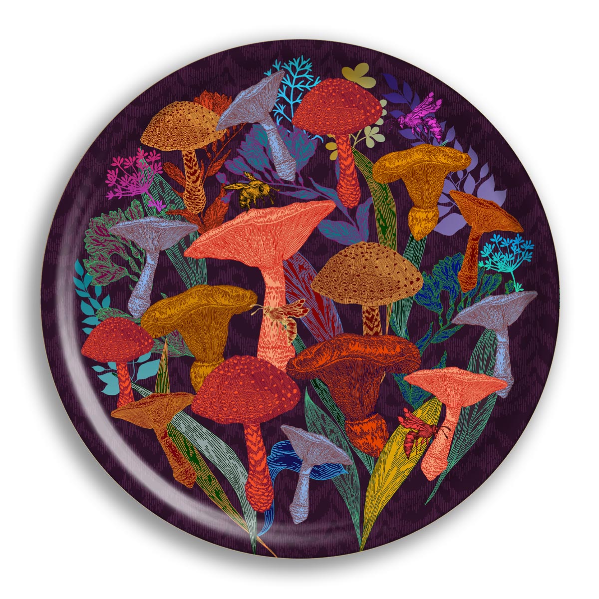 Bandeja redonda con forma de hongo Kinoko