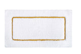 'Portobello' Egyptian Cotton Bath Mat (60x100cm) - White Mat with thin Gold Mid Border