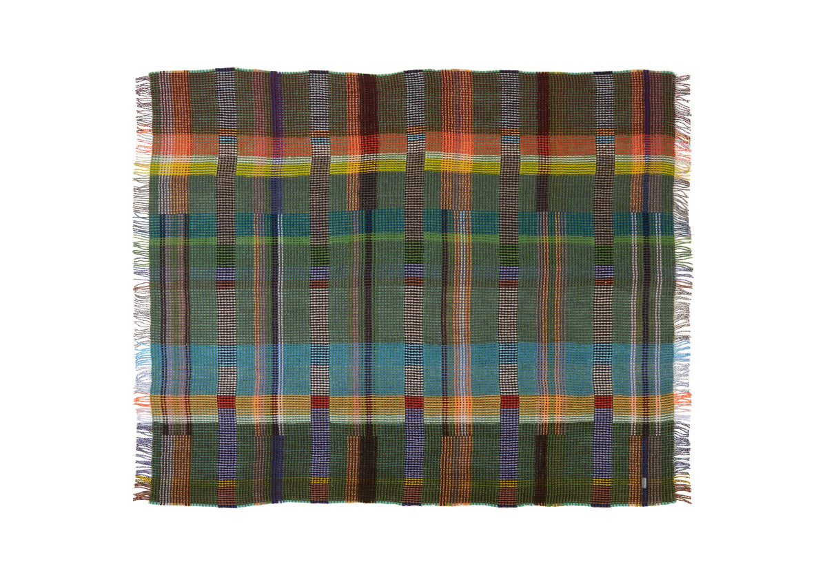 Manta de nido de abeja de lana de cordero merino 100 % turquesa/verde de Wilding