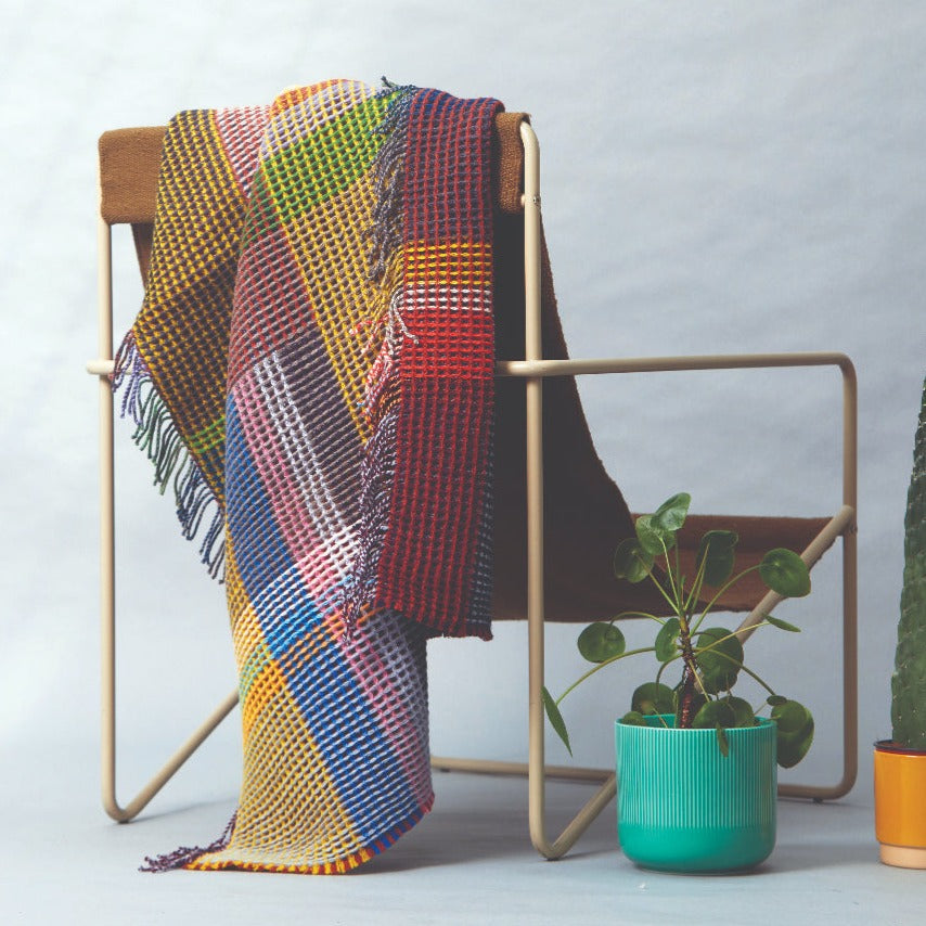 Couverture nid d'abeille 100 % laine mérinos Edith