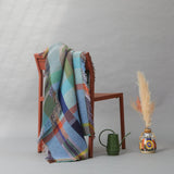 Couverture nid d'abeille 100 % laine d'agneau mérinos turquoise/verte Wilding