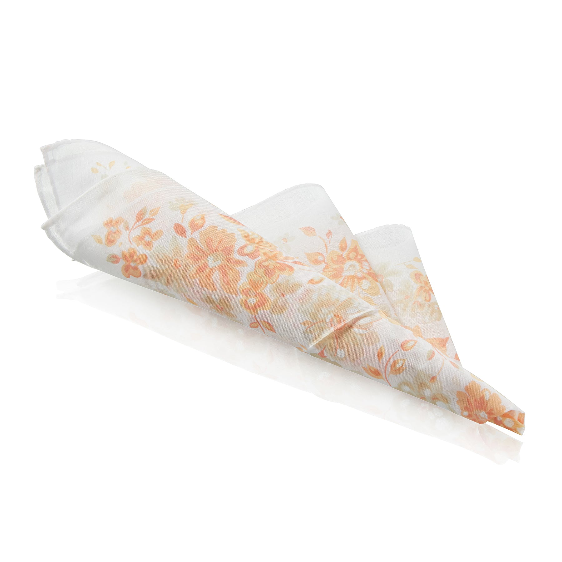 Ladies Hand-Rolled Cotton Handkerchief - Floral Print Pattern