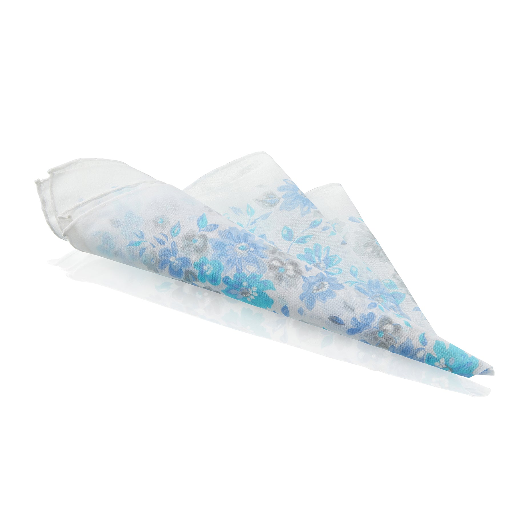 Ladies Hand-Rolled Cotton Handkerchief - Floral Print Pattern